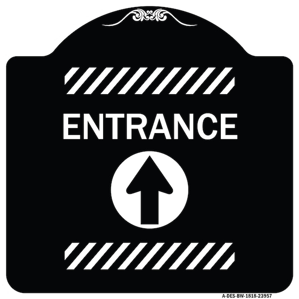 Signmission Flex Post Entrance W/ Straight Ahead Arrowfor Flex Paddle Alum Sign, 18" L, 18" H, BW-1818-23957 A-DES-BW-1818-23957 - main